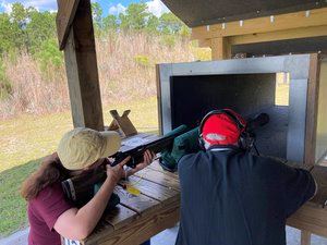 Shooting rifle down the range