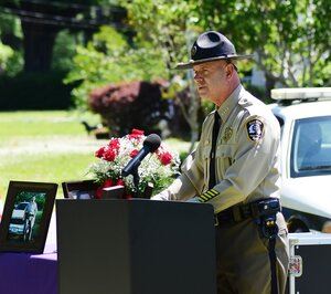 Sheriff speaking at podium